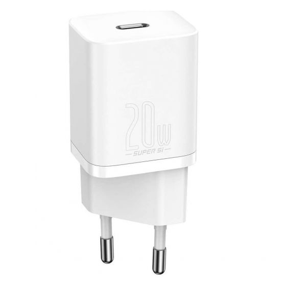 شاحن باسيوس  سريع Super Si، قدرة 20 وات، منفذ USB-C، ابيض - ‎CCSUP-B02