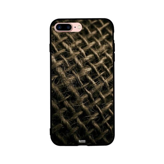 Jute Stitched Pattern Printed Back Cover for Apple iPhone 7 Plus