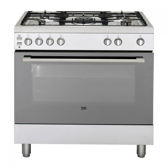 Beko Freestanding Gas Cooker, 5 Burners, Stainless Steel, 90 cm - GG 15121 FDX PR