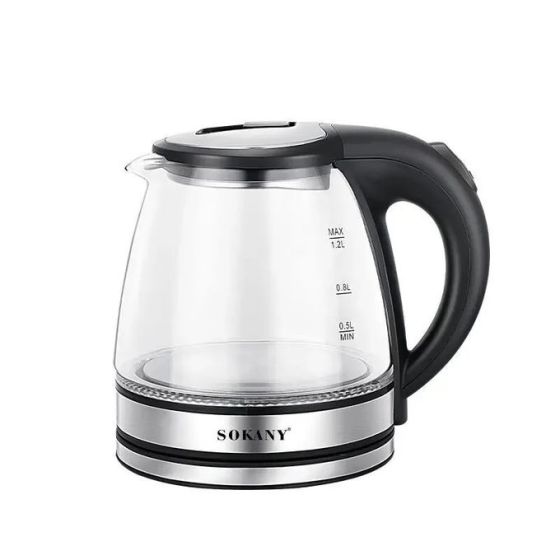 Sokany Electric Kettle, 1.2 Liters, 1500 Watts, Transparent - SK-SH-1059