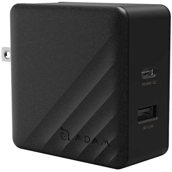 شاحن USB مزدوج ادم ايلمنتس اومنيا P5، قدرة 57 وات - اسود