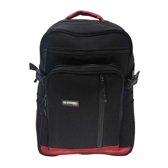 Gharibo Bags School Backpack for Kids, Semi Solid Pattern - Red and Black