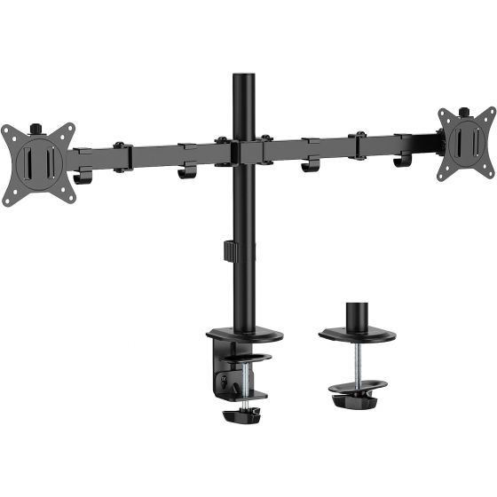 Dual Arm Holder for 32 Inch Monitors - Black