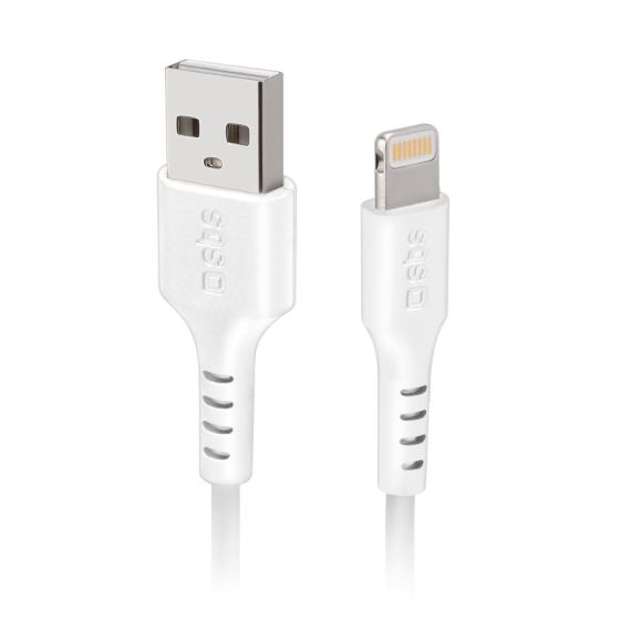 SBS USB Lightning Data and Charging Cable, 1 M, White - TECABLEUSBIP589W