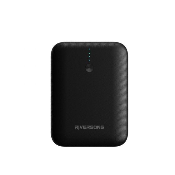 Riversong Vision 10 Mini Wired Power Bank, 10000 mAh, 2 USB Ports, Black - PB33