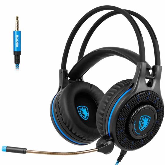 Sades SA 936 Wired Gaming Headset with Microphone - Black and Blue