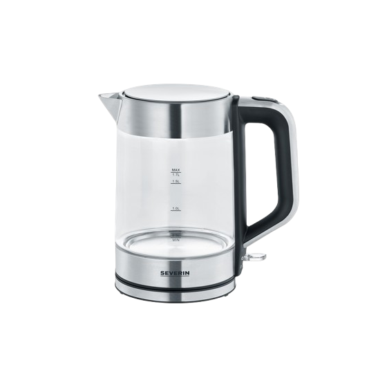 Severin Electric kettle, 1.7 Liters, 2200 Watt, Transparent and Silver - WK 3420