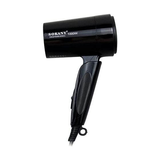 Sokany Foldable Hair Dryer, 1000 Watt, Black- 3666