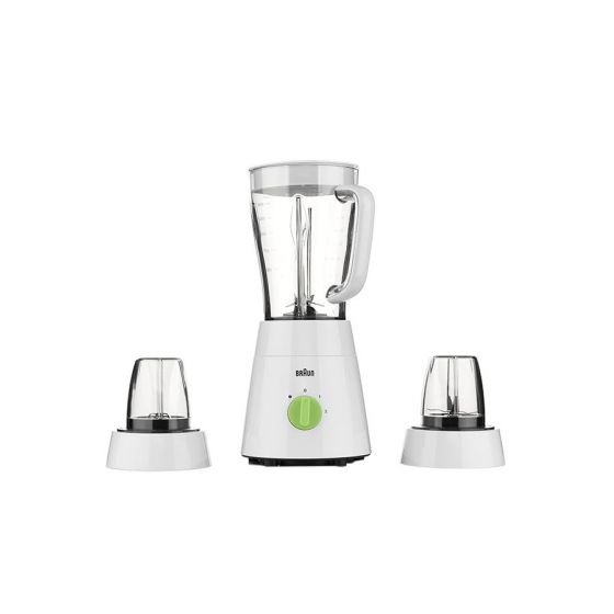 Braun Countertop Blender with Chopper and Grinder, 1.5 Liters, 500 Watt, White-JB0123WH