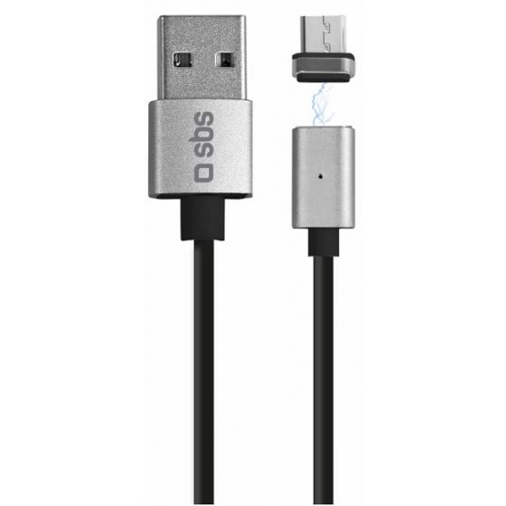 SBS Magnetic Micro USB Charging and Data Transfer Cable, 1 Meter - Black