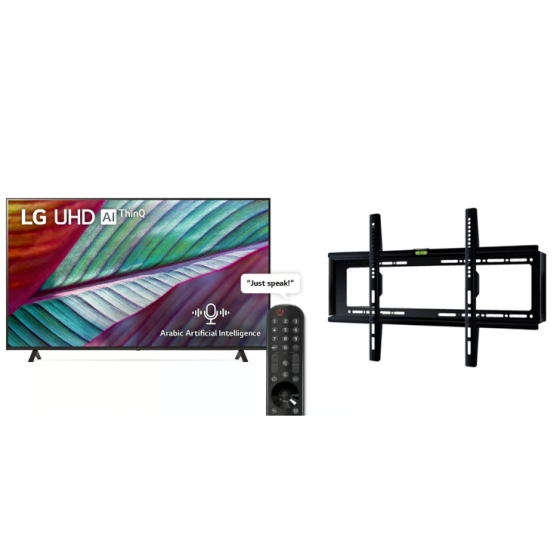 LG 55 Inch 4K UHD Smart LED TV With Built-in Receiver - 55UR78006LL With ETI TV Wall Mount, 26:55 Inch, Black - TX40