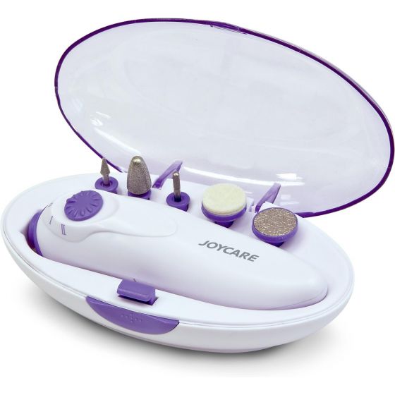 Joycare Manicure Pedicure Set with Attachments, White and Purple - JC-368