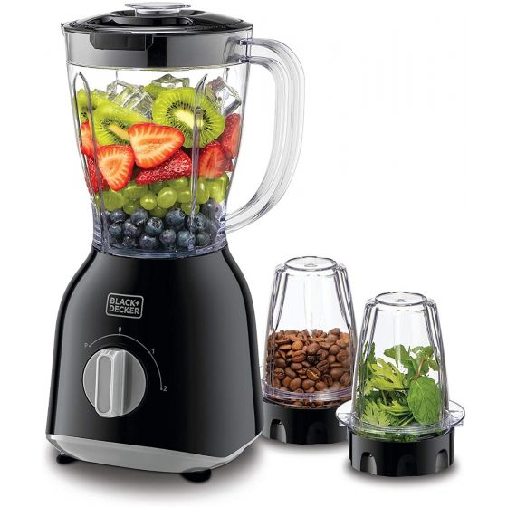 خلاط بلاك + ديكر مع 2 مطحنة، 400 وات، اسود- BX365E-B5