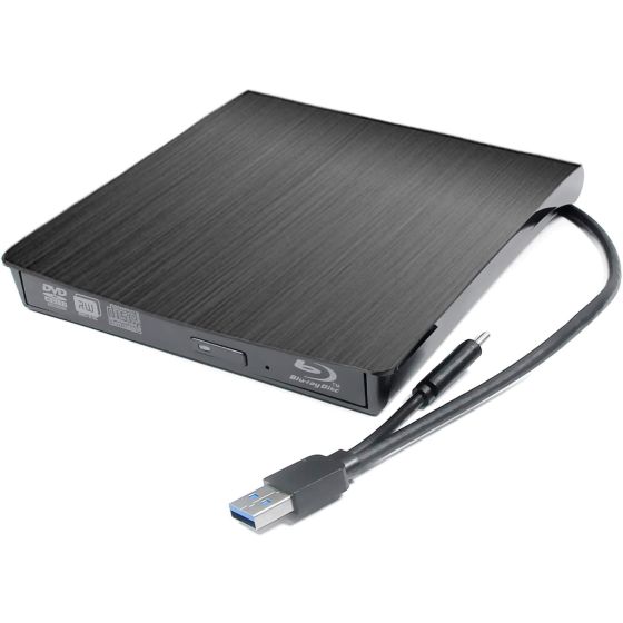 مشغل DVD خارجي 3D بلو راي 2 في 1 بمنفذ USB فئة C لاجهزة اتش بي - اسود