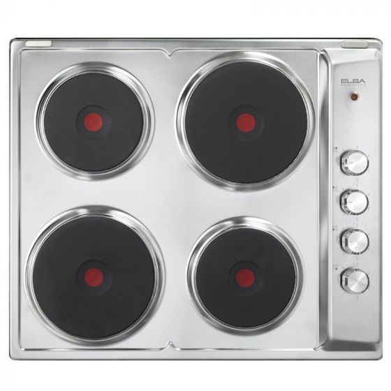 Elba Electric Hob, 60cm, 4 Burners, Stainless Steel - ENS60-040XD