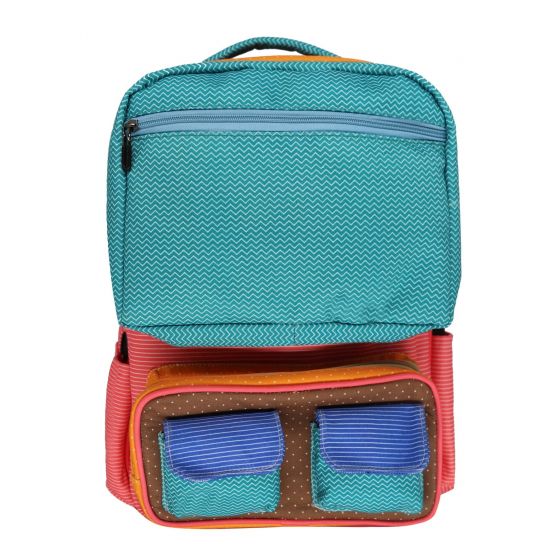 Gharibo Bags School Backpack For Girls, Stripe Pattern - Blue and Pink