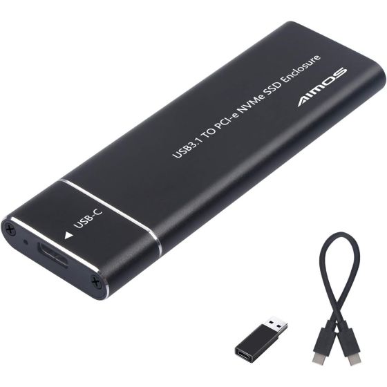 Aimos USB-C 3.1 to M.2 Nvme SSD Enclosure External Adapter, 10 Gbps, Black - ‎AIMOSHDISK-B
