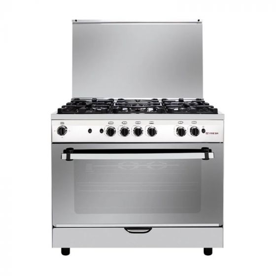 Fresh Hi Cast Gas Cooker, 5 Burners, Silver - 500017079