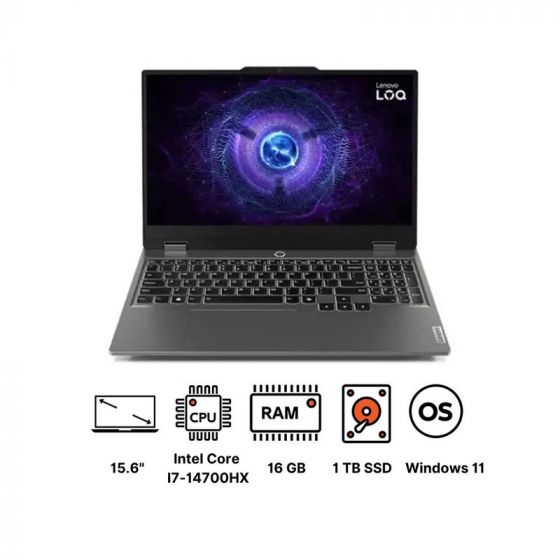 لاب توب جيمنج لينوفو LOQ 15IRX9 83DV00VMED، انتل كور I7-14700HX، هارد 1 تيرا SSD، رام 16 جيجا، شاشة IPS مقاس 15.6 بوصة، دقة FHD، بمعدل تحديث 144 هرتز، كارت شاشة انفيديا جي فورس RTX 4060 سعة 8 جيجا GDDR6، ويندوز 11 - رمادي لونا