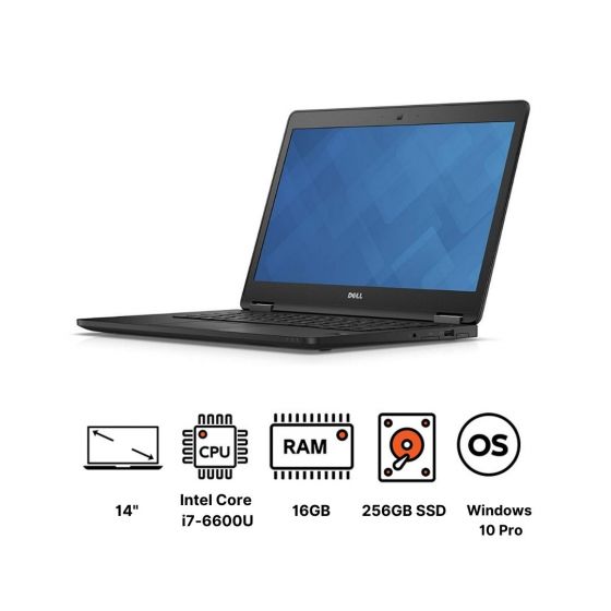 Dell Latitude E7470 Ultrabook Laptop, Intel Core i7-6600U, 256GB SSD, 16GB RAM, 14 Inch FHD Display, Intel HD Graphics 520, Windows 10 Pro- Black
