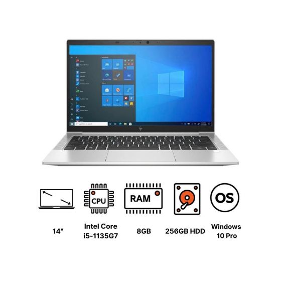 HP EliteBook 840 G8 Laptop, Intel Core i5-1135G7, 256GB HDD, 8GB RAM, 14 Inch, FHD Display, Intel Iris Xe Graphics, Win 10 Pro , Silver 
