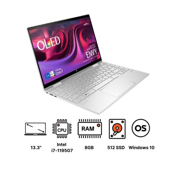 لاب توب اتش بي اينفي X360 13M-BD1033dx، بروسيسور انتل i7-1195G7، شاشة 13.3 بوصة، 512 جيجا SSD، رام 8 جيجا، كارت انتل ايريس Xe  جرافيكس، ويندوز 10 - فضي