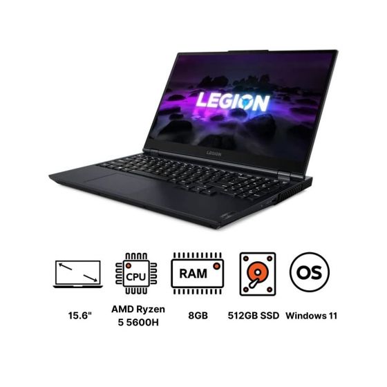 Lenovo Legion 5 15ACH6 Gaming Laptop, AMD Ryzen 5 5600H, 512GB SSD M.2 PCIe NVMe, 8GB RAM, 15.6 Inches, FHD, IPS, 120Hz, ‎NVIDIA GeForce RTX 3050 Ti GDDR6 4GB, Windows 11 - Phantom Blue