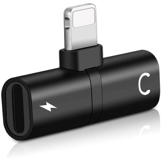 2-in-1 Lightning Splitter Adapter for iPhone X/Xs/7/8/7 plus/8 plus, Double lightning ports for dual Lightning Headphone Audio and Charge Adapter