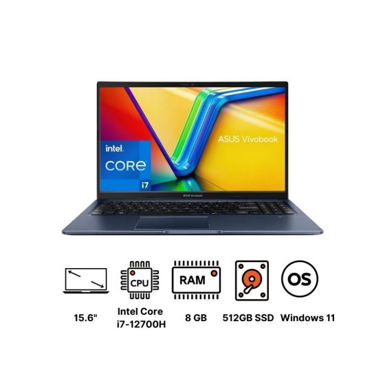 لاب توب اسوس فيفوبوك 15 X1502ZA-BQ007W، انتل كور i7-12700H، هارد NVMe SSD سعة 512 جيجا، رام 8 جيجا، شاشة مقاس 15.6 بوصة، بدقة FHD ومعدل تحديث 60 هرتز، كارت شاشة انتل UHD، ويندوز 11 - ازرق