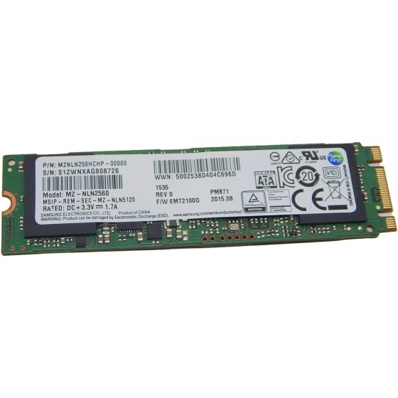 Samsung PM871 Internal Solid State Drive, 256GB, M.2, Green - ‎MZNLN256HCHP-00000