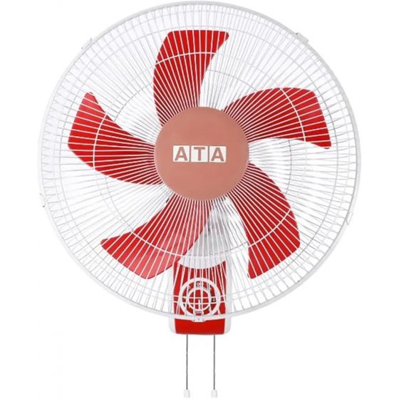 ATA Rawan Wall Fan, 16 Inch, White and Red- B1605