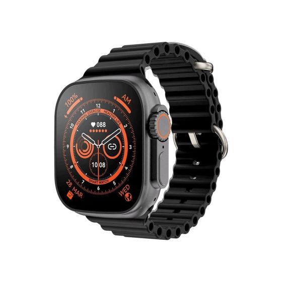 Wearfit Pro X8 Plus Ultra Series 8 2023 Smart Watch, Silver Case and Black Strap