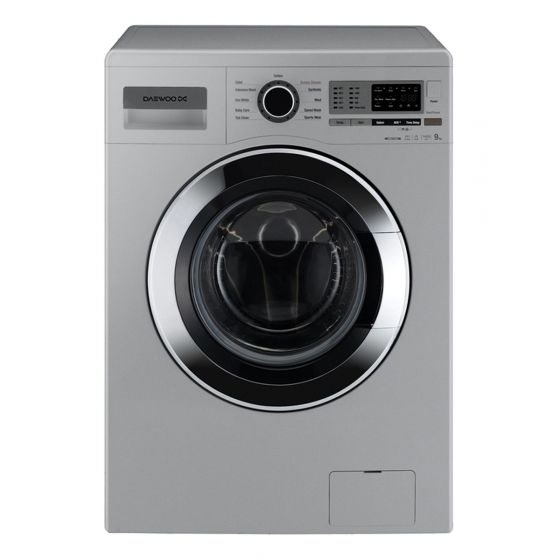 Daewoo Front Loading Digital Washing Machine, 9 KG, Silver - DWD-HD1413