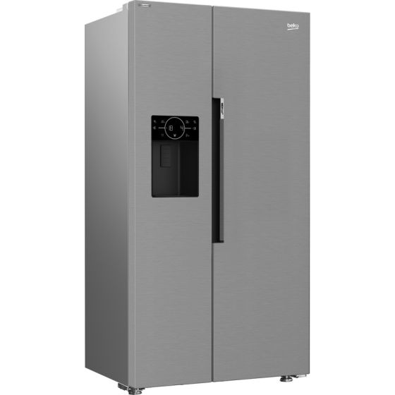 Beko Freestanding Side By Side Digital Refrigerator, No Frost, 2 Doors, 651 Litres, Inverter Motor, Silver - GN166130XB
