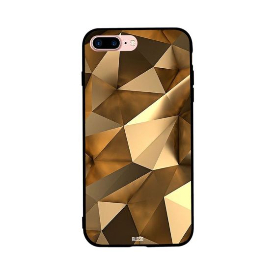 3D Golden Geometric Figure Printed Back Cover for Apple iPhone 8 Plus