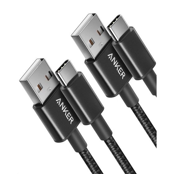 Anker USB C Cable [2-Pack, 3ft], USB A to USB C Charger Cable Fast Charge, Premium Nylon USB A to Type C Charger Cable Fast Charging for Samsung Galaxy S10 S10+ / Note 9, LG V30 (USB 2.0, Black)