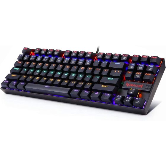 Redragon K552 Mechanical Gaming Keyboard Rainbow LED Backlit Wired with Anti-Dust Proof Switches for Windows PC (Black, 87 Keys Blue Switches)