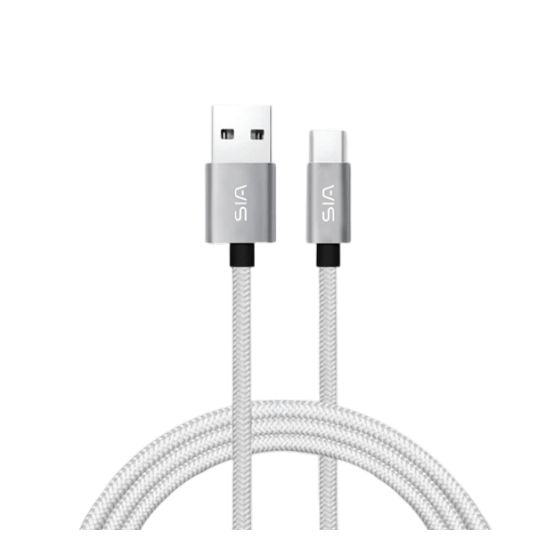 كابل USB-A إلى USB-C سيا للشحن ونقل البيانات، 1.5 متر، فضي - SI-CB0024S