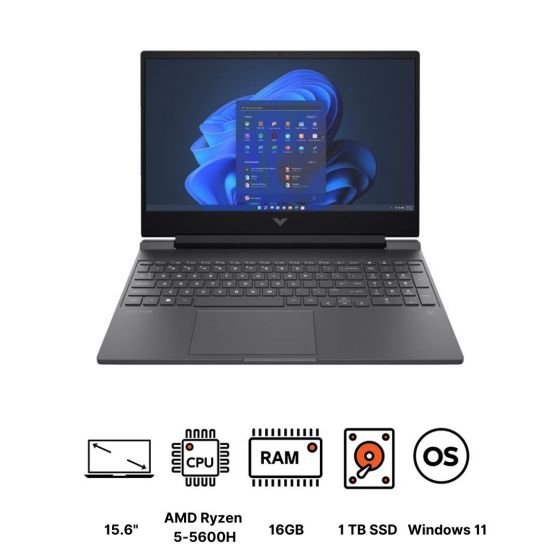 HP Victus 15-fb0035ne 7G6G4EA Laptop, AMD Ryzen 5 5600H, 1TB PCIe NVMe TLC M.2 SSD, 16GB RAM, 15.6 Inch, FHD, NVIDIA GeForce GTX 1650 4GB GDDR6, Windows 11 - Mica Silver