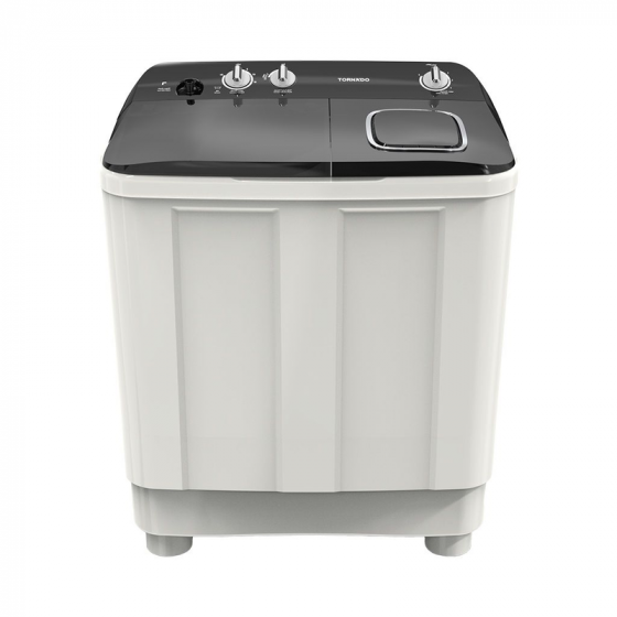 TORNADO Top Load Half Automatic Washing Machine, 12 Kg , White and Black - TMH-HS12C(WK)