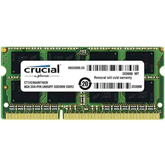 Crucial 1600 MHz SODIMM DDR3 RAM, 8GB - CT25664BF160BJ