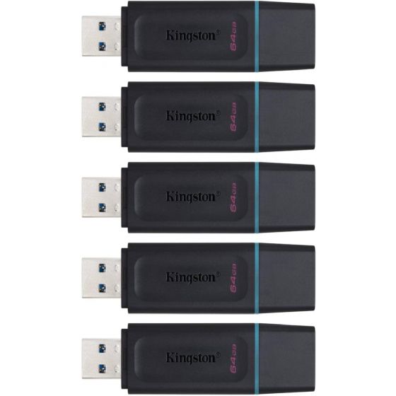Kingston DataTraveler USB Flash Drive, 64GB, Pack of 5 Pieces, Black - ‎DTX/64GB