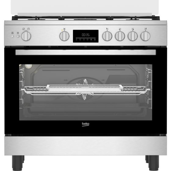 Beko Gas Cooker with Grill and Airfry Function, 5 Burners, Stainless Steel - BGGR 11225 GXA