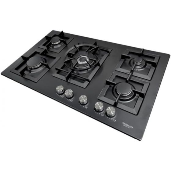 Kitchen Line Gas Built-in Hob 90CM, 5 Burners, Black Enamel - ZP-J5020BK