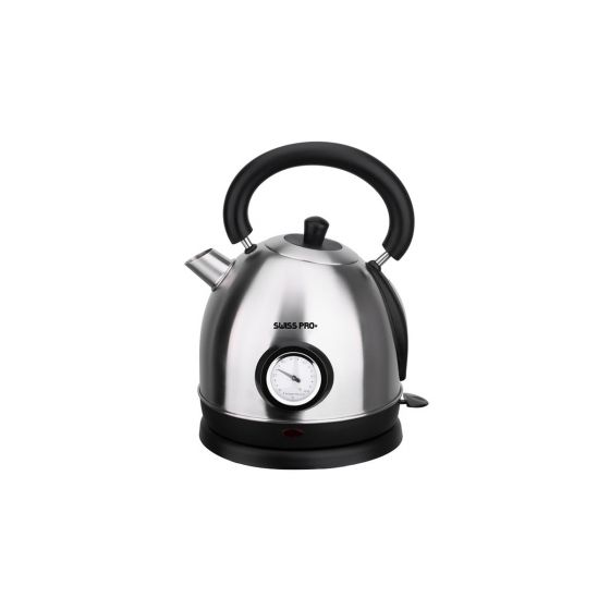 Swiss Pro Plus Retro Electric Kettle, 1.8 Liter, 2200 Watt, Silver - SP-WK2200BS