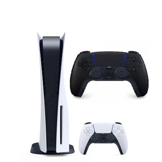 Sony PlayStation 5 CD Version with DualSense Wireless Controller - White with DualSense Wireless Controller - Black and IBS Warranty