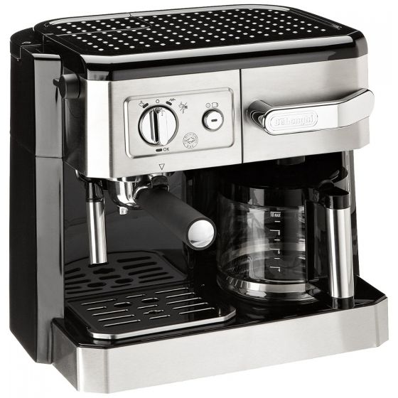 Delonghi Combi Espresso & Filter Coffee Machine, 15 Bar, 1750 Watt, Silver - BCO 420