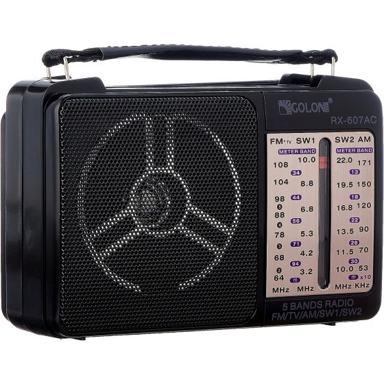 Golon Wireless Radio, 5 Bands, 110-220V, Black - RX-607AC
