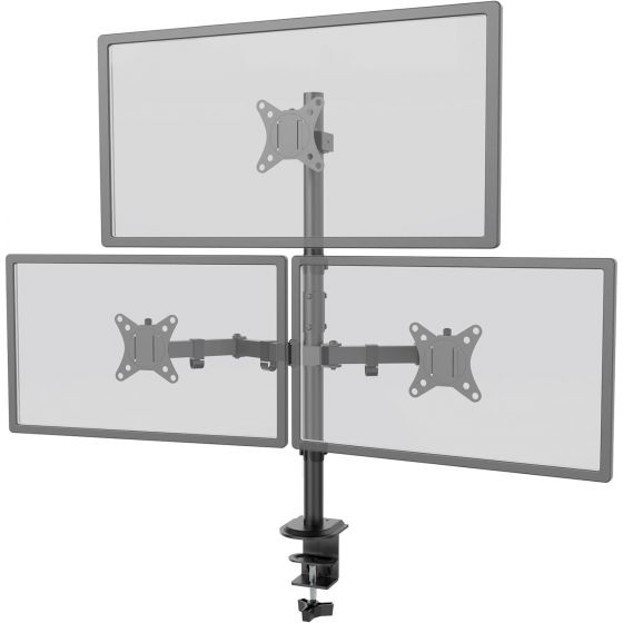 Worldlift Triple Arm Holder for 17 to 32 Inch Monitors - Black