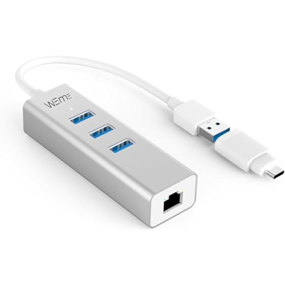 موزع USB-A وي مي 4 في 1، بمحول USB-C - رمادي